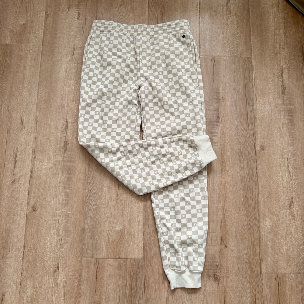 Big‎ Boys Girls Youth Champion Jogger Sweatpants Cream Checker Size XL 16